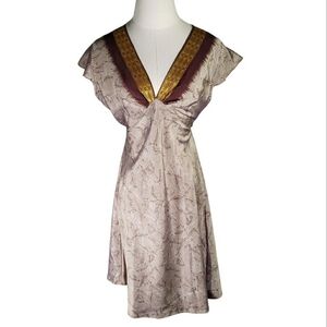 Y2K Babydoll Fairycore Exotic Metallic Abstract Floral COSPlay Silky Artsy Dress